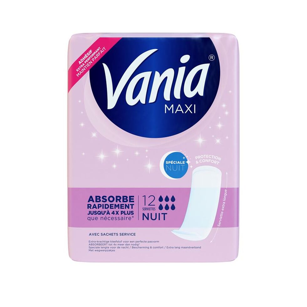 Vania Maxi Nuit  (paquet de 12 serviettes hygieniques)